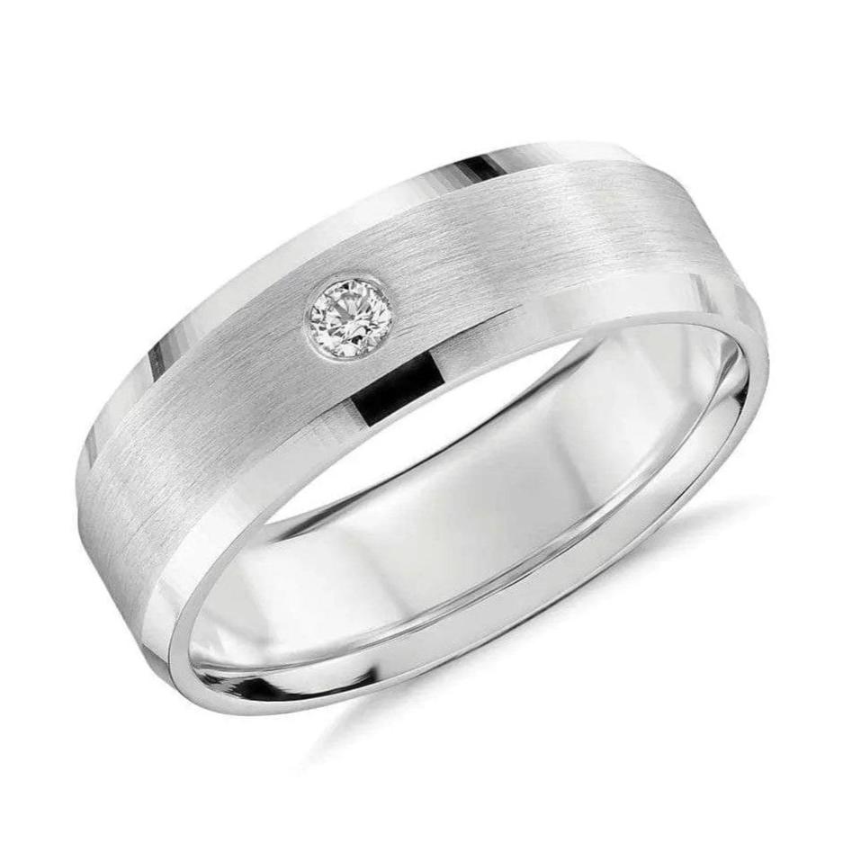 7mm Designer Single Diamond Platinum Band for Men JL PT 475