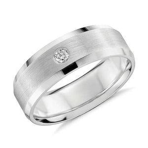 7mm Designer Single Diamond Platinum Band for Men JL PT 475