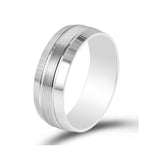 Load image into Gallery viewer, 7mm Elegant Plain Platinum Ring for Men with Horizontal Lines JL PT 541
