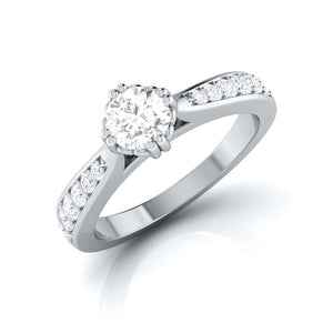 Beautiful Hidden Hearts 70-Pointer Platinum Solitaire Engagement Ring with Accent Diamonds JL PT G 107-B   Jewelove.US