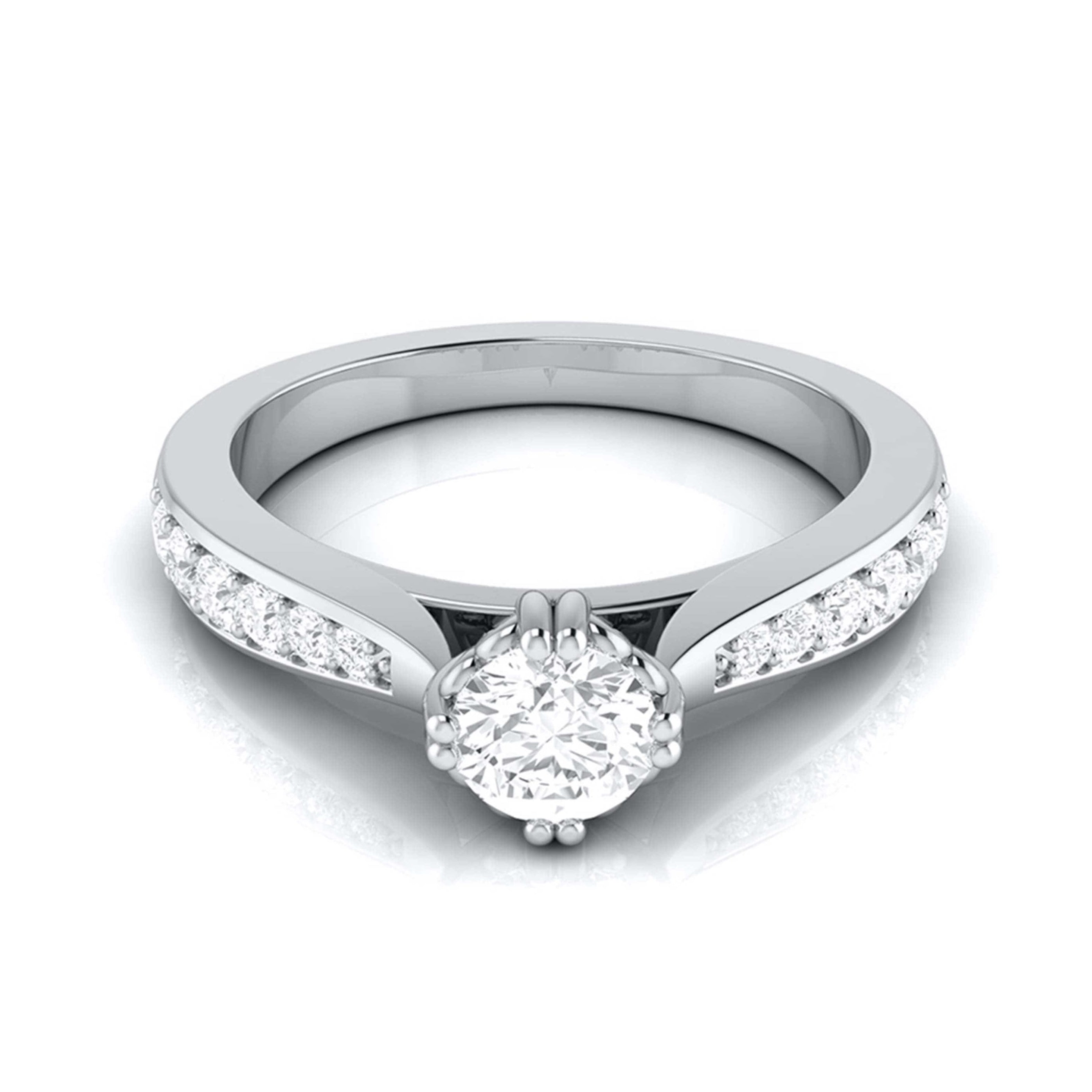 Beautiful Hidden Hearts 70-Pointer Platinum Solitaire Engagement Ring with Accent Diamonds JL PT G 107-B