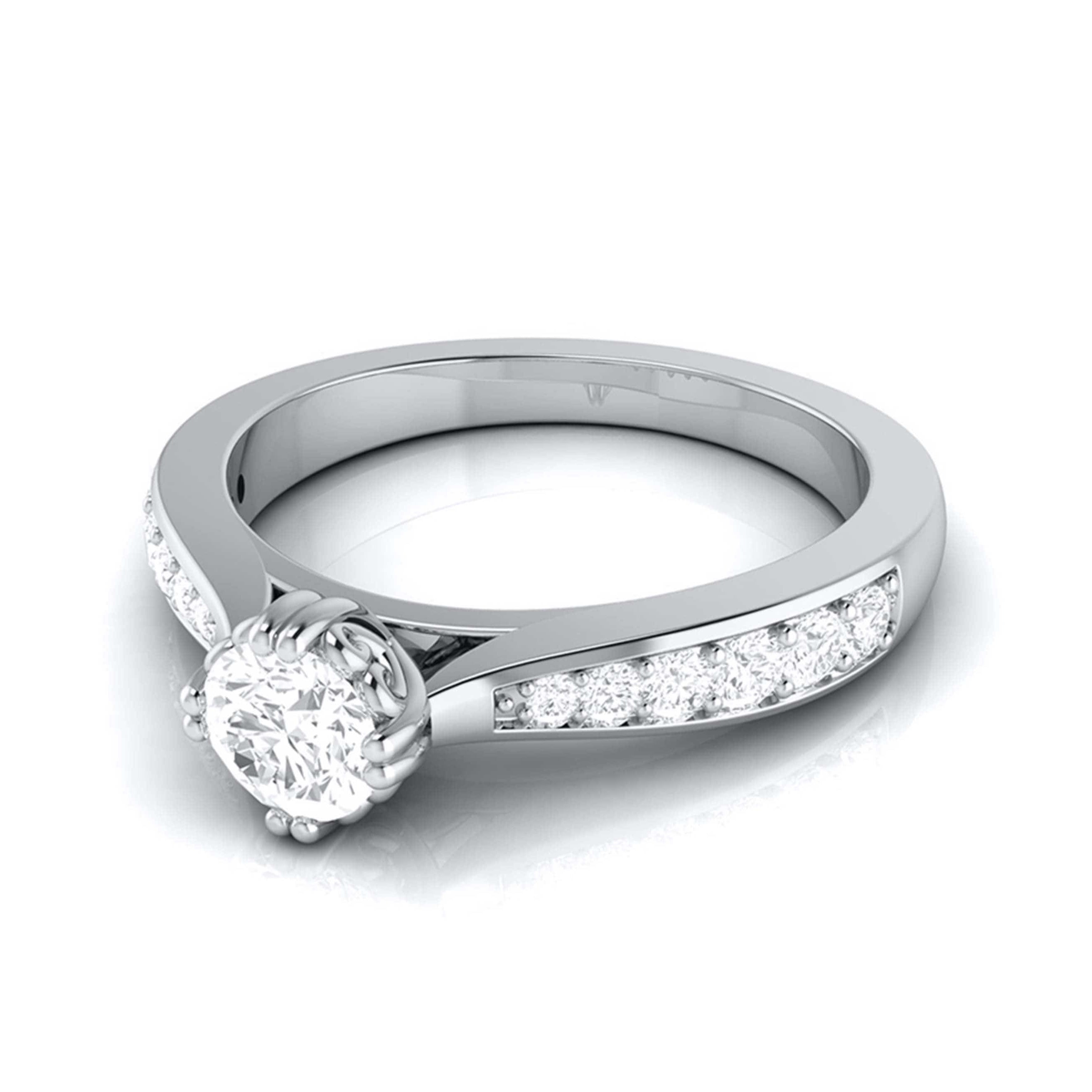 Beautiful Hidden Hearts 70-Pointer Platinum Solitaire Engagement Ring with Accent Diamonds JL PT G 107-B
