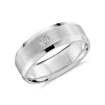 Load image into Gallery viewer, Beveled Edges Designer Single Diamond Platinum Band for Men JL PT 475-Z
