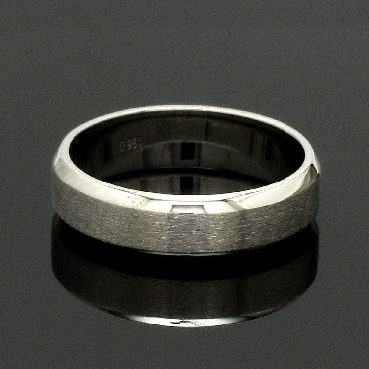 Beveled Edges Plain Platinum Couple Ring JL PT 616 - A Solid