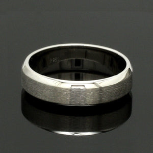 Beveled Edges Plain Platinum Couple Ring JL PT 616 - A Solid