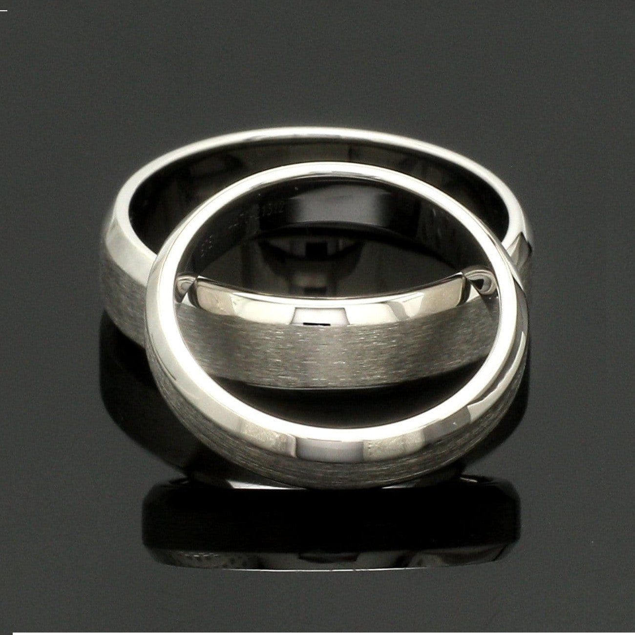 Beveled Edges Plain Platinum Couple Ring JL PT 616 - A Solid