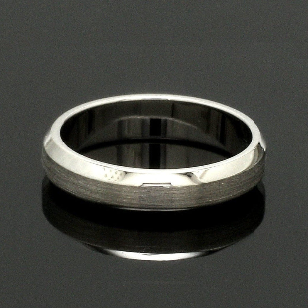 Beveled Edges Plain Platinum Couple Ring JL PT 616 - A Solid