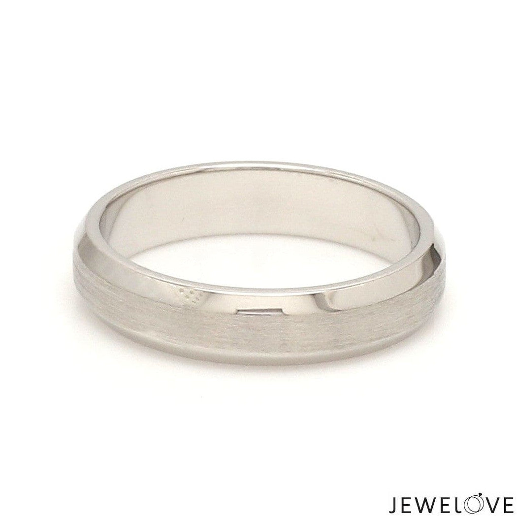 Beveled Edges Plain Platinum Couple Ring JL PT 616 - A Solid