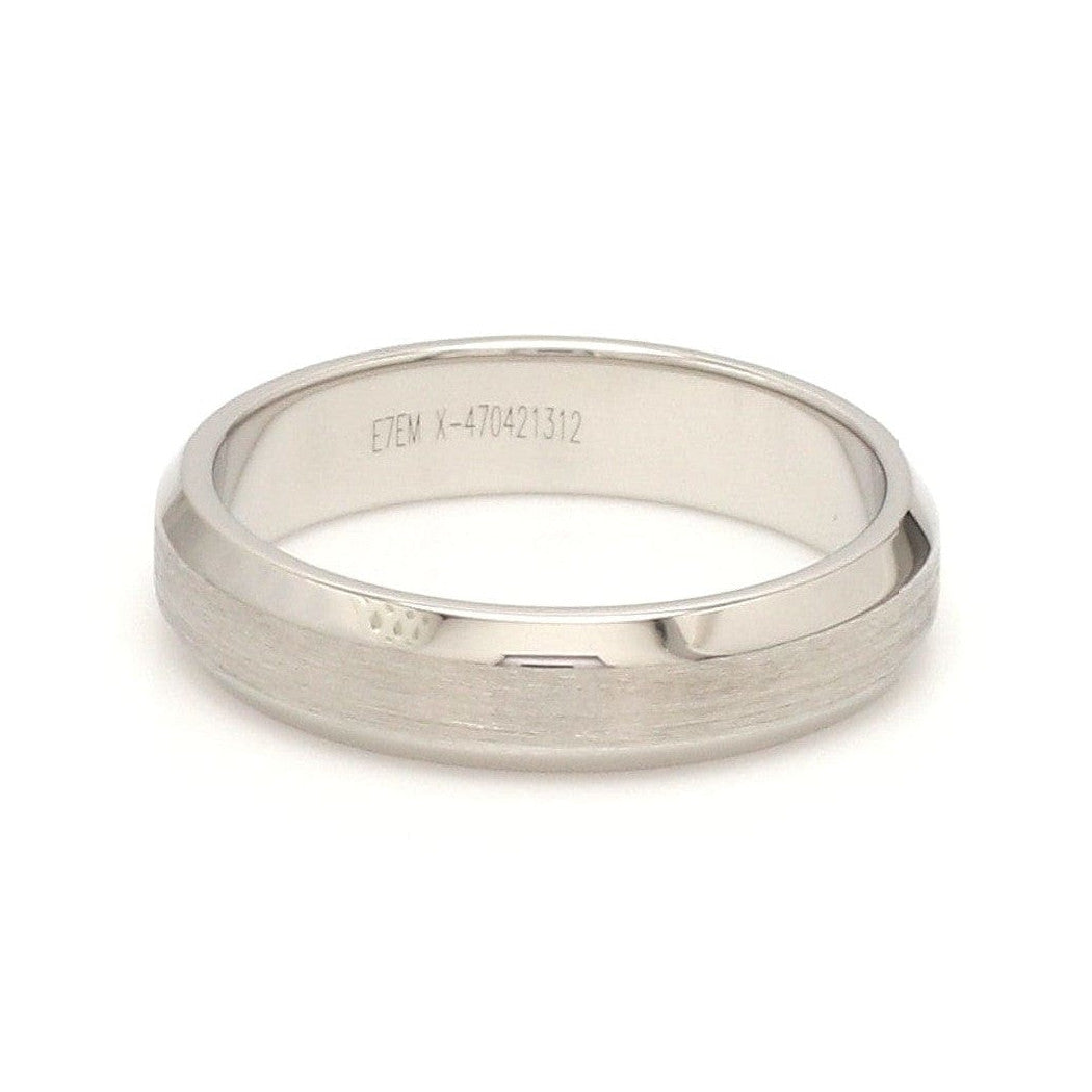 Beveled Edges Plain Platinum Couple Ring JL PT 616 - A Solid