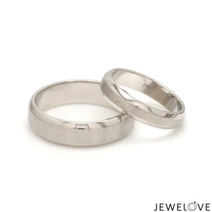 Beveled Edges Plain Platinum Couple Ring JL PT 616 - A Solid