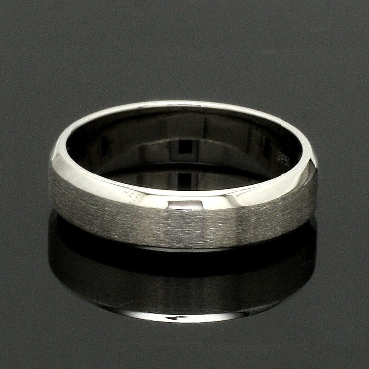 Beveled Edges Plain Platinum Couple Ring JL PT 616 - A Solid