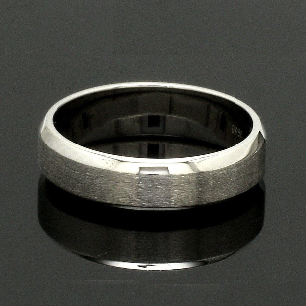 Beveled Edges Plain Platinum Couple Ring JL PT 616 - A Solid