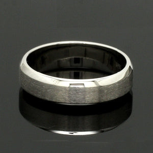 Beveled Edges Plain Platinum Couple Ring JL PT 616 - A Solid