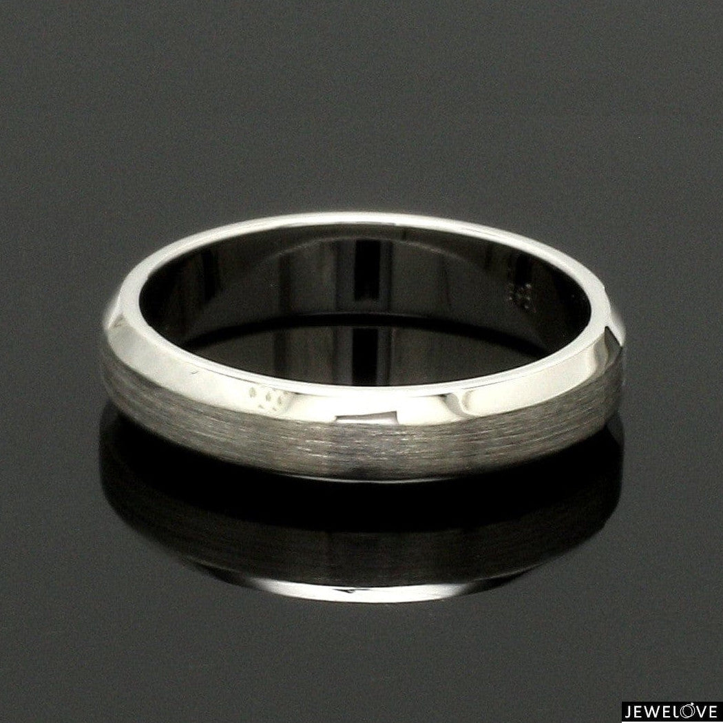 Beveled Edges Plain Platinum Couple Ring JL PT 616 - A Solid