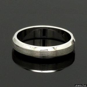 Beveled Edges Plain Platinum Couple Ring JL PT 616 - A Solid