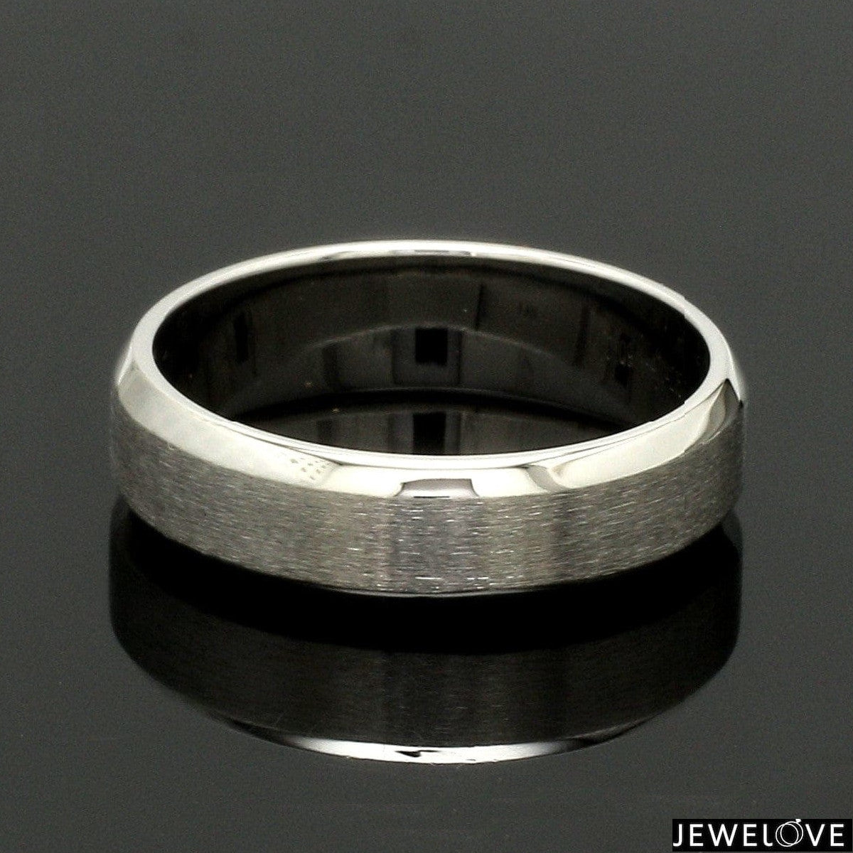 Beveled Edges Plain Platinum Couple Ring JL PT 616 - A Solid
