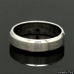 Beveled Edges Plain Platinum Couple Ring JL PT 616 - A Solid