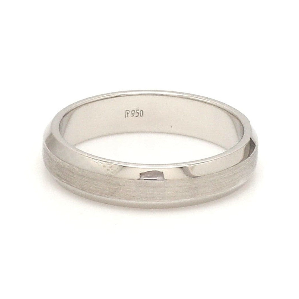 Beveled Edges Plain Platinum Couple Ring JL PT 616 - A Solid
