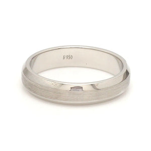Beveled Edges Plain Platinum Couple Ring JL PT 616 - A Solid