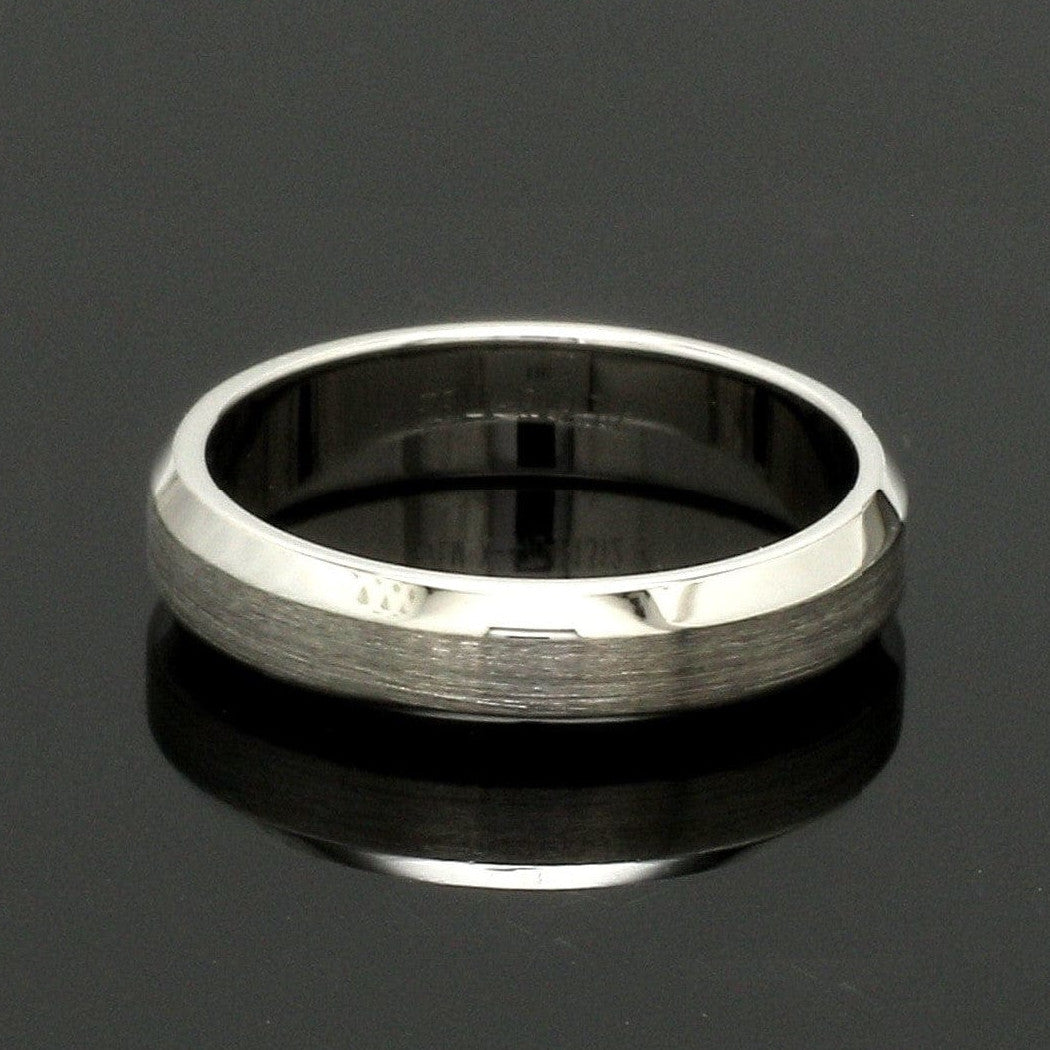 Beveled Edges Plain Platinum Couple Ring JL PT 616 - A Solid