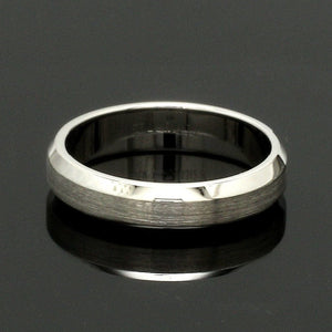 Beveled Edges Plain Platinum Couple Ring JL PT 616 - A Solid
