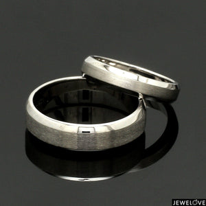 Beveled Edges Plain Platinum Couple Ring JL PT 616 - A Solid