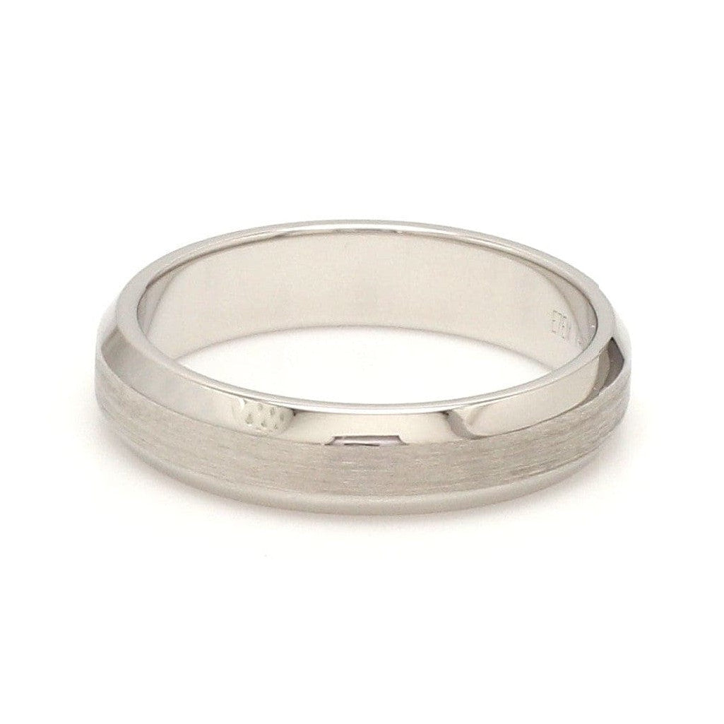 Beveled Edges Plain Platinum Couple Ring JL PT 616 - A Solid