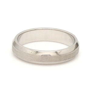 Beveled Edges Plain Platinum Couple Ring JL PT 616 - A Solid