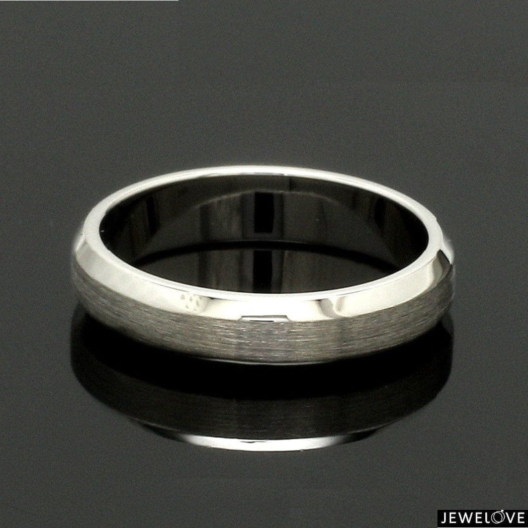 Beveled Edges Plain Platinum Couple Ring JL PT 616 - A Solid