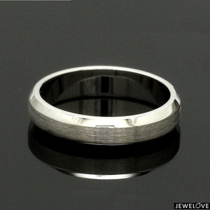 Beveled Edges Plain Platinum Couple Ring JL PT 616 - A Solid
