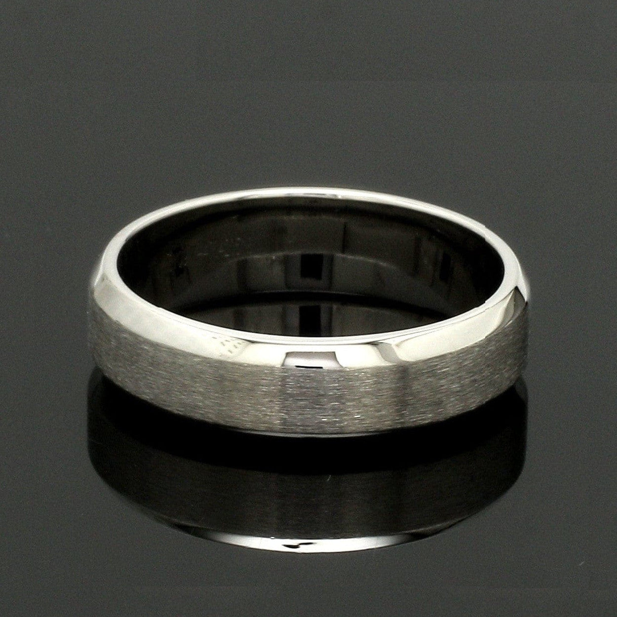 Beveled Edges Plain Platinum Couple Ring JL PT 616 - A Solid