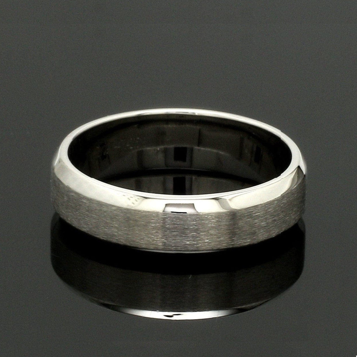 Beveled Edges Plain Platinum Couple Ring JL PT 616 - A Solid