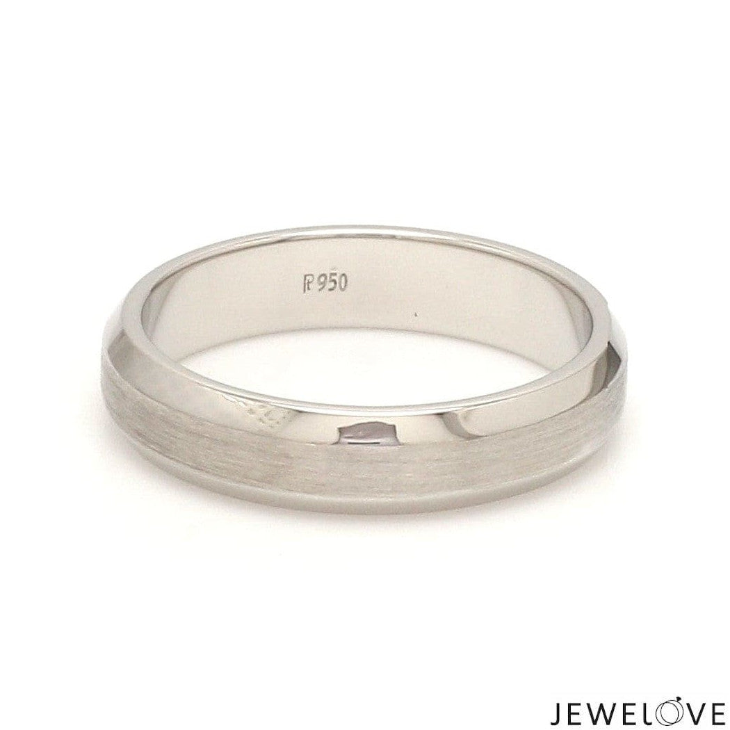 Beveled Edges Plain Platinum Couple Ring JL PT 616 - A Solid