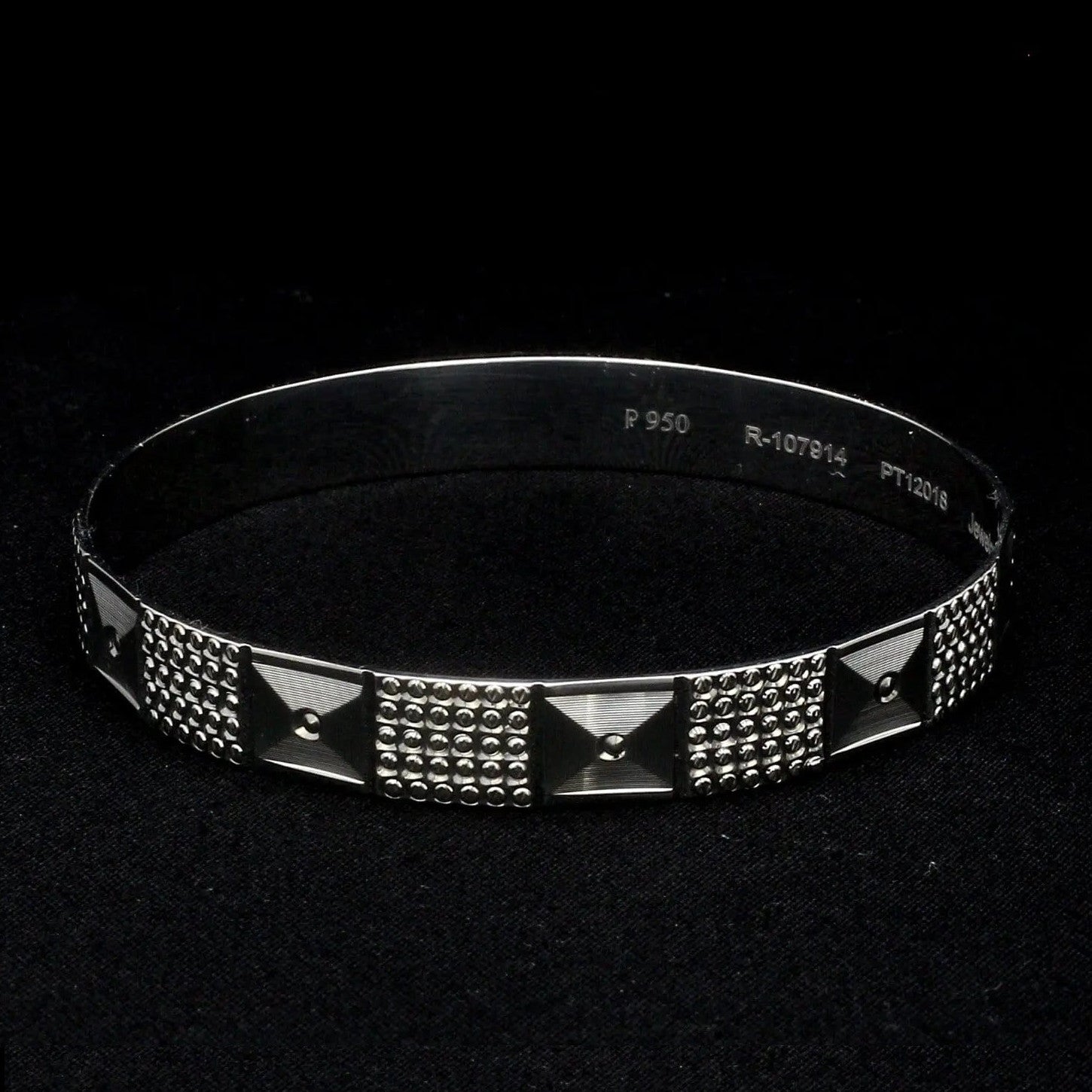 Broad Platinum Bangle for Women with Diamond Cut JL PTB 622