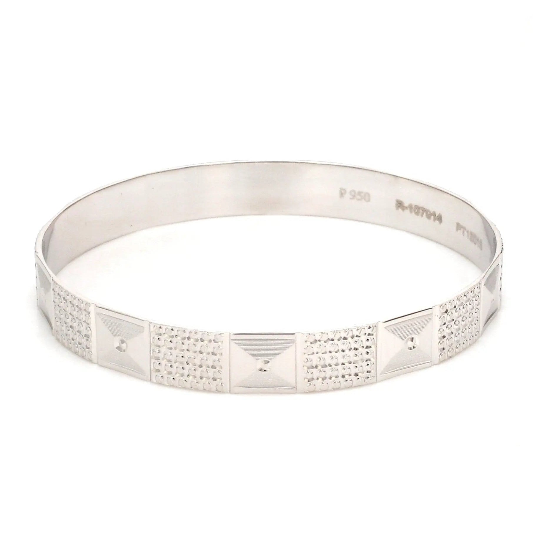Broad Platinum Bangle for Women with Diamond Cut JL PTB 622
