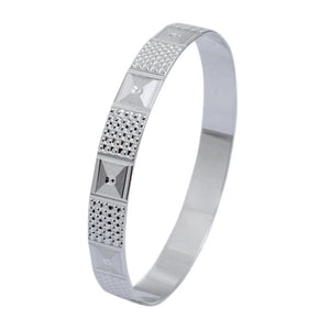 Broad Platinum Bangle for Women with Diamond Cut JL PTB 622
