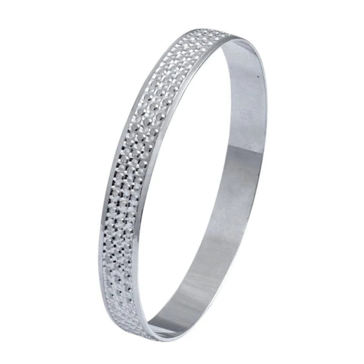 Broad Platinum Bangle with Diamond Cut JL PTB 614