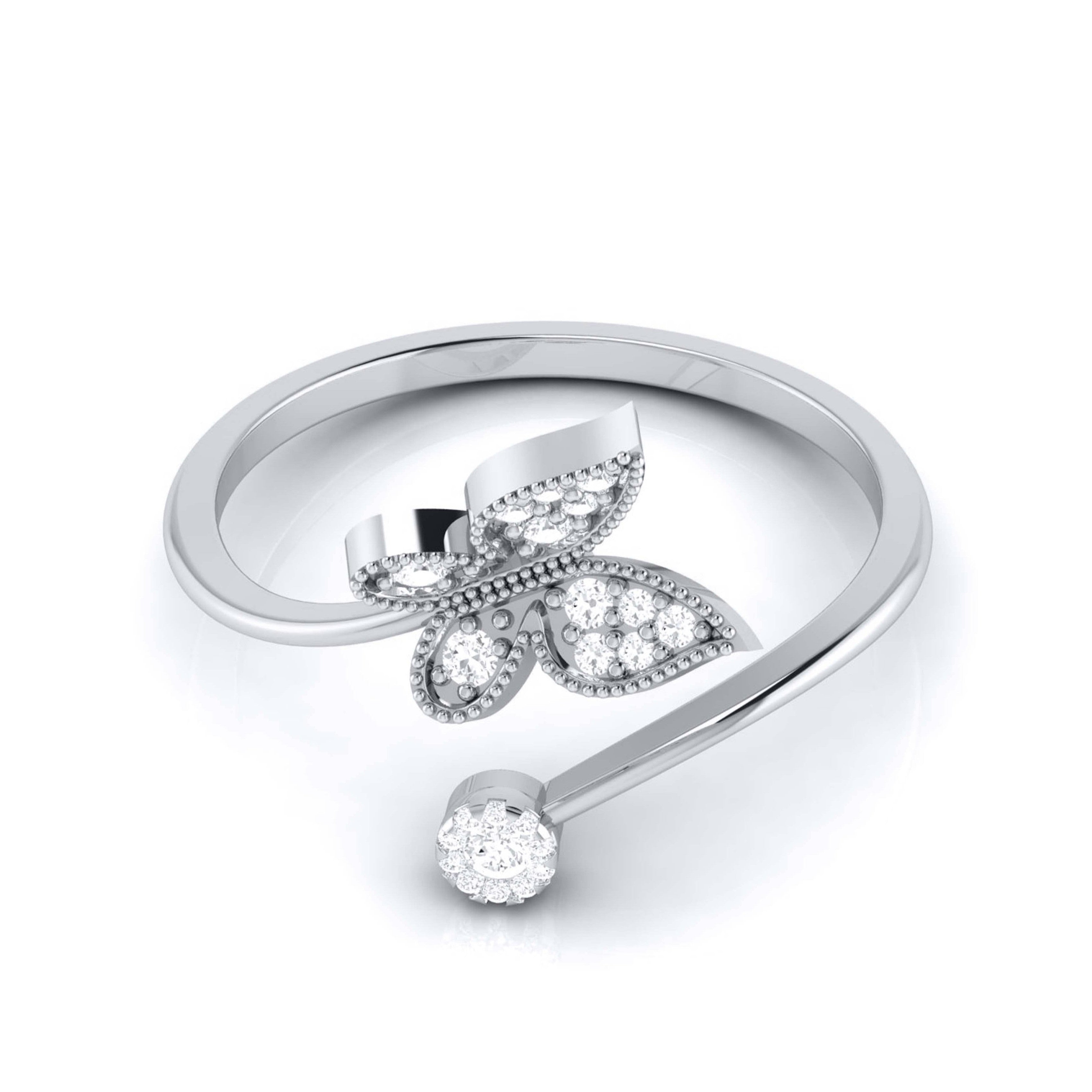 Butterfly Platinum Diamond Ring with Milgrain for Women JL PT LR 142
