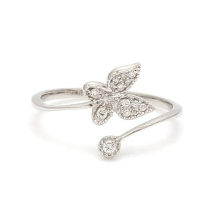 Butterfly Platinum Diamond Ring with Milgrain for Women JL PT LR 142