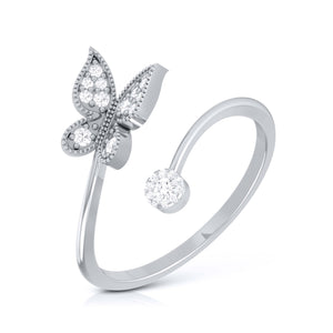 Butterfly Platinum Diamond Ring with Milgrain for Women JL PT LR 142