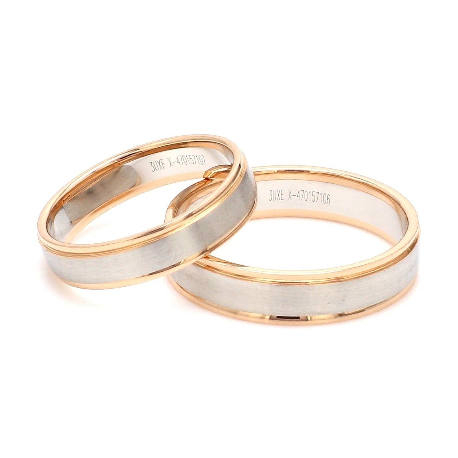 Classic Plain Platinum Couple Rings With a Rose Gold Border JL PT 633
