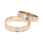 Load image into Gallery viewer, Classic Plain Platinum Couple Rings With a Rose Gold Border JL PT 633
