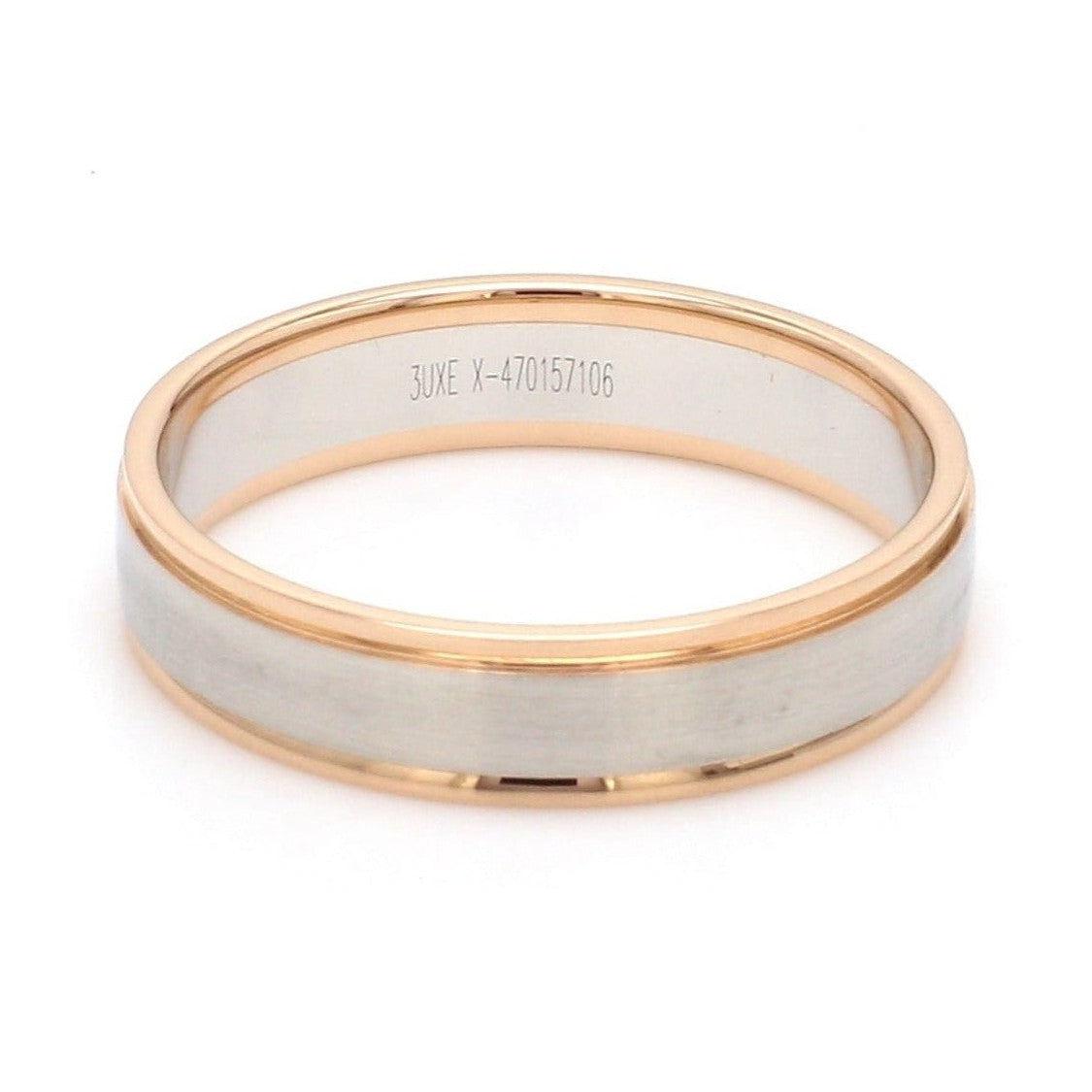 Classic Plain Platinum Couple Rings With a Rose Gold Border JL PT 633