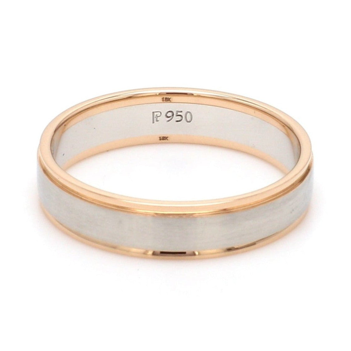 Classic Plain Platinum Couple Rings With a Rose Gold Border JL PT 633