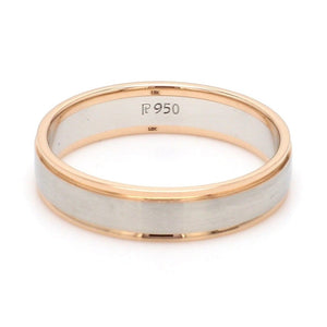 Classic Plain Platinum Couple Rings With a Rose Gold Border JL PT 633
