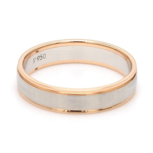 Classic Plain Platinum Couple Rings With a Rose Gold Border JL PT 633