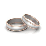 Load image into Gallery viewer, Classic Plain Platinum Couple Rings With a Rose Gold Border JL PT 633
