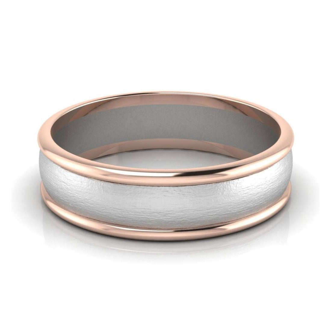 Classic Plain Platinum Couple Rings With a Rose Gold Border JL PT 633