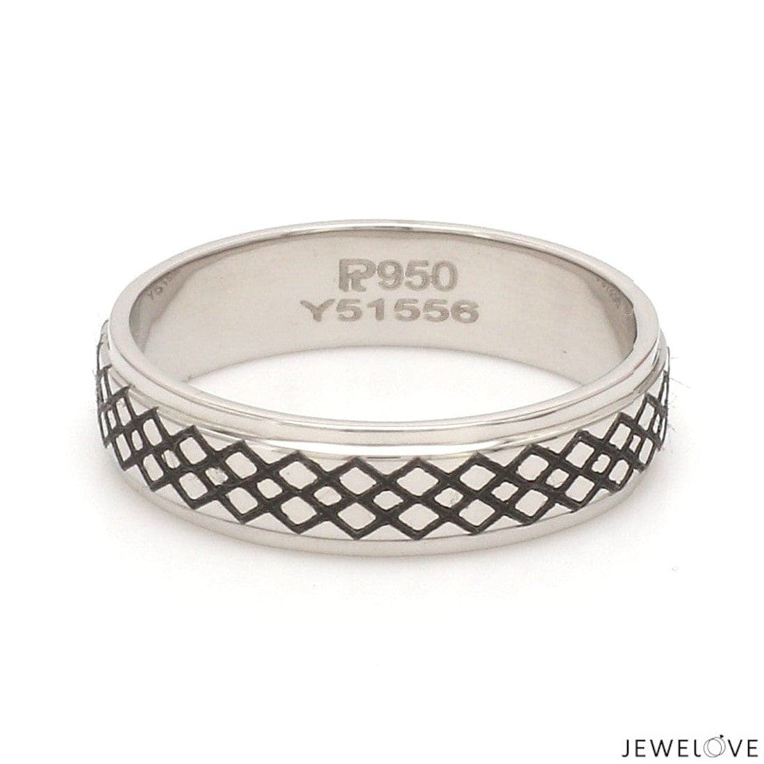 Criss-cross Pattern with Enamel Platinum Unisex Ring JL PT 5945-A