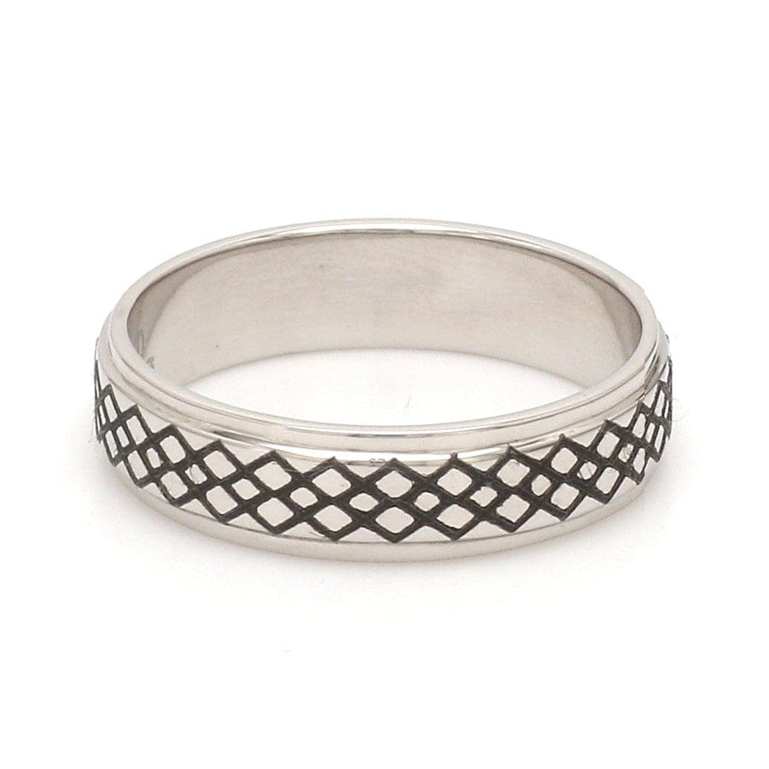 Criss-cross Pattern with Enamel Platinum Unisex Ring JL PT 5945-A